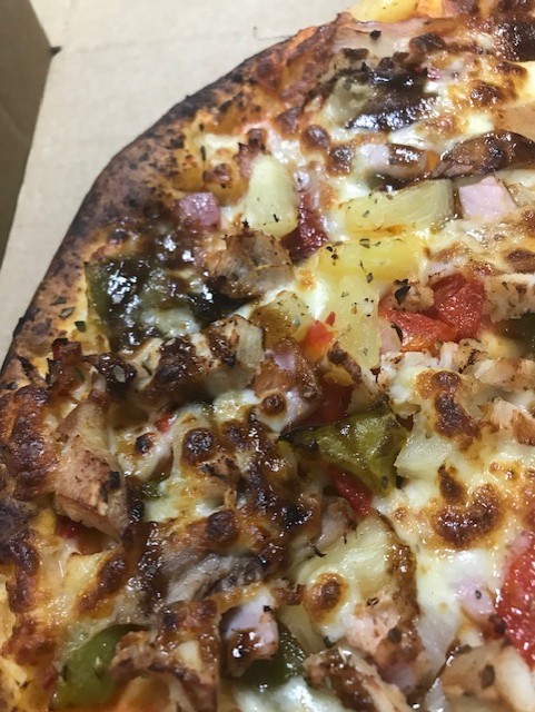 Cam's Chicken Deluxe pizza